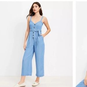LOFT Chambray Strappy Jumpsuit